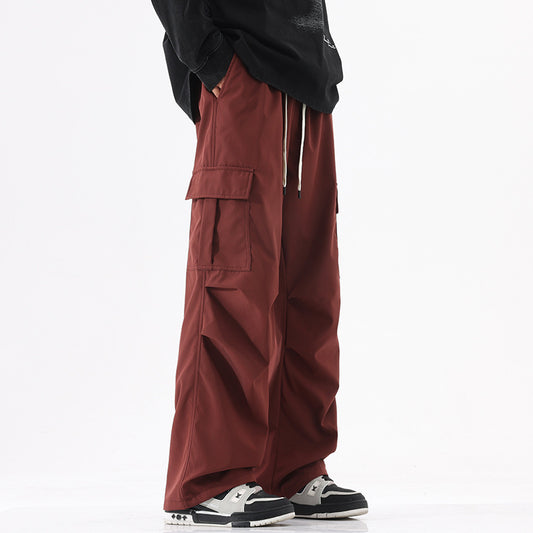 Pantalones Cargo Plisados Retro Americana - Estilo High Street para Parejas - Image 2