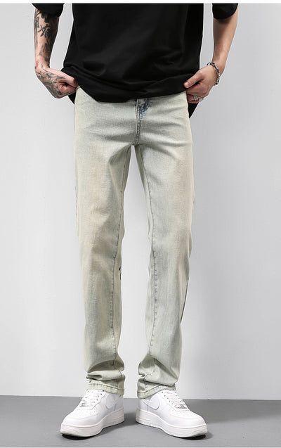 Jeans Vintage Americano Desgastado Amarillo con Estampado de Letras - Image 7