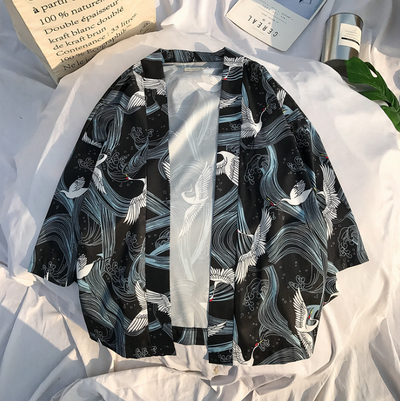 Chaqueta Kimono Estilo Japonés - Cardigan Holgado Streetwear Hip Hop para Hombre - Image 5