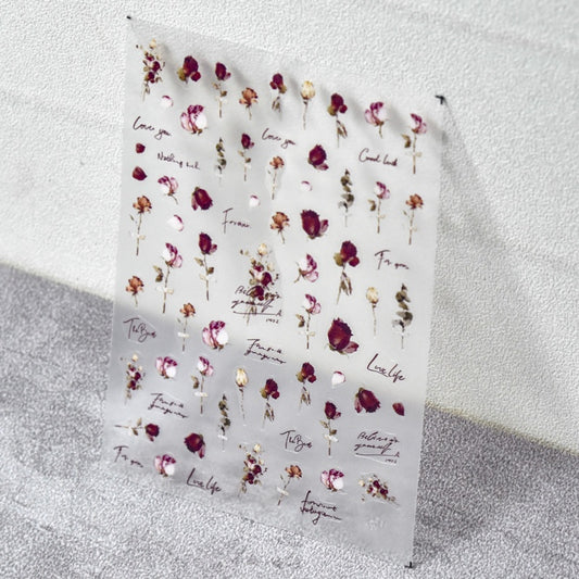 Adhesivos de Uñas con Flores de Rosa Deshidratadas
