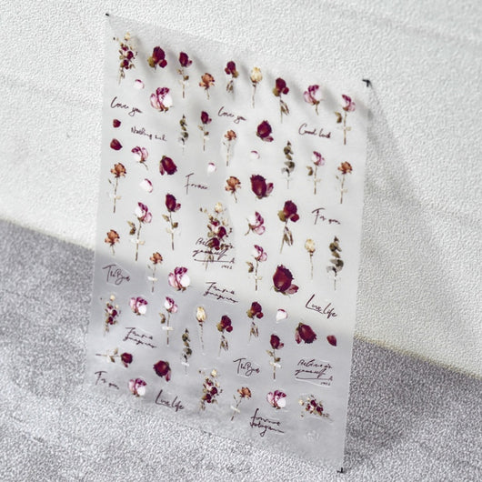Adhesivos de Uñas con Flores de Rosa Deshidratadas