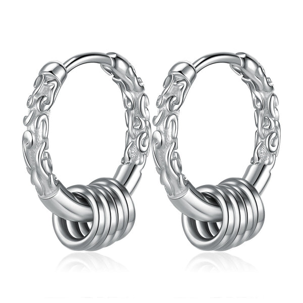 Aretes de Plata Esterlina para Hombre con Diseño de Aro Dorado - Image 6