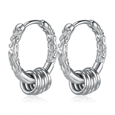 Aretes de Plata Esterlina para Hombre con Diseño de Aro Dorado - Image 6