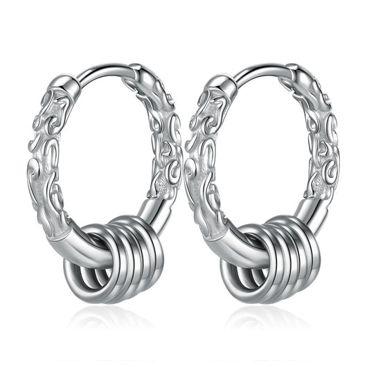 Aretes de Plata Esterlina para Hombre con Diseño de Aro Dorado - Image 6