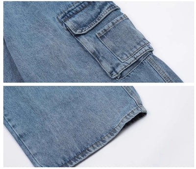 Overol Jeans Retro Lavado Multibolsillos Mujer Pantalón Recto Casual - Image 13