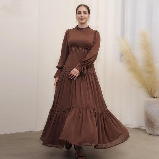 Vestido Largo de Encaje Elegante Estilo Oriente Medio - Image 11