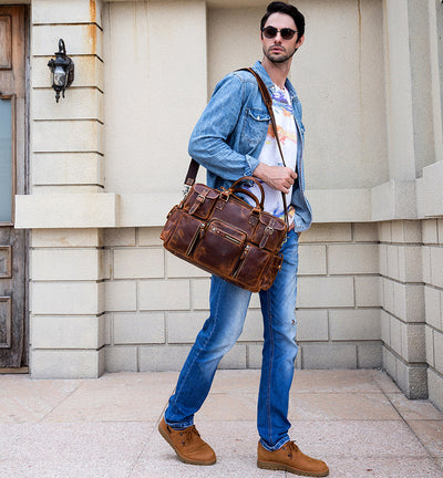 Bolsa Mensajera de Cuero Genuino Estilo Retro con Gran Capacidad para Hombre - Image 84