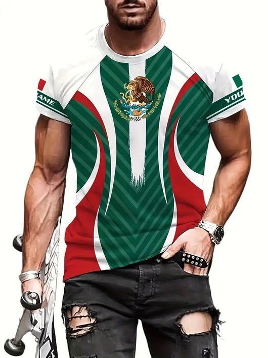 Playera Holgada Águila y Serpiente Cuello Redondo para Hombre - Image 11