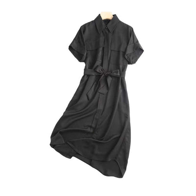 Vestido Camisero Suelto con Cinturón y Bolsillos - Image 15