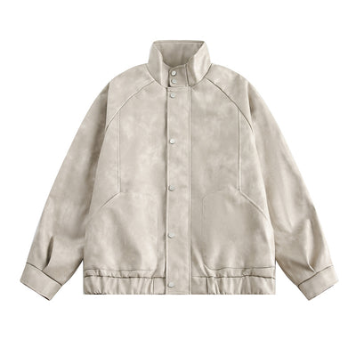 Abrigo de Cuello Alto en Cuero Genuino para Hombre - Primavera y Otoño