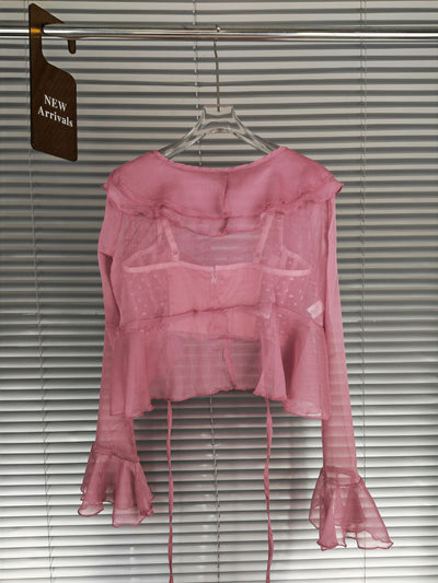 Conjunto Dos Piezas: Cardigan Chiffon con Encaje y Tirantes - Image 5