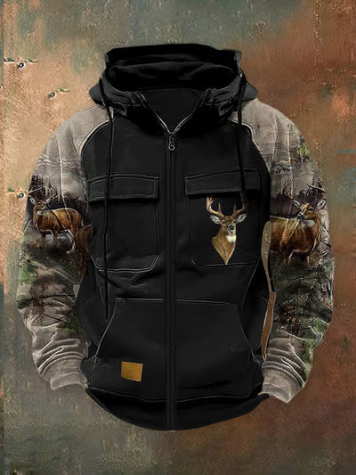 Sudadera Cargo para Hombre con Capucha, Múltiples Bolsillos y Diseño Bicolor - Image 8