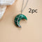 Moon Natural Stone Amethyst Tree Of Life Necklace Handmade Fortune Tree 2pc 7color Chain