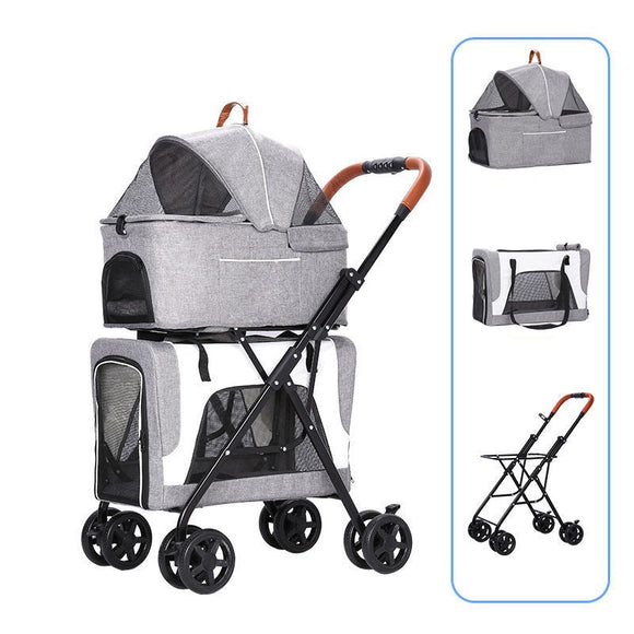 Carrito Transportador de Mascotas Doble Capa Ultraligero