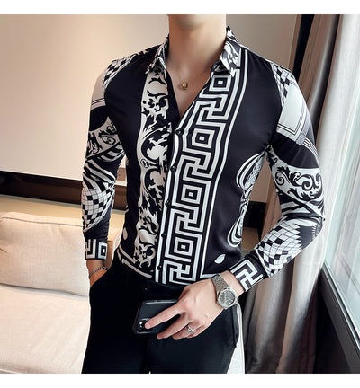 Camisa Manga Larga Estampada Slim Fit para Hombre - Image 34