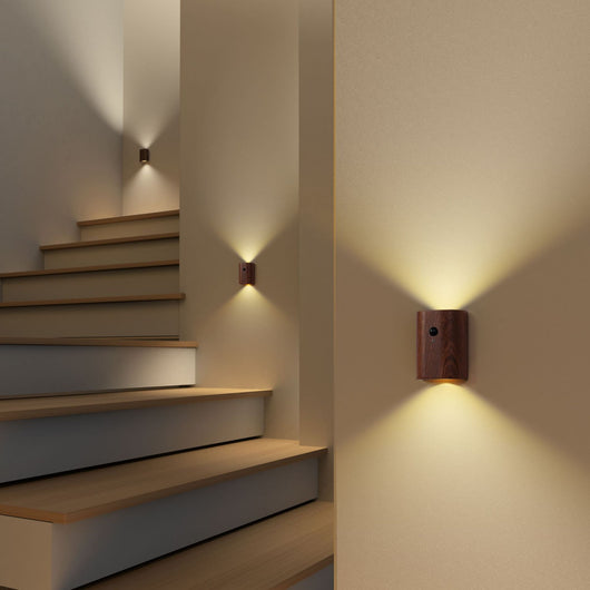 Lámpara LED con Sensor de Movimiento y Diseño de Madera Maciza - Image 3