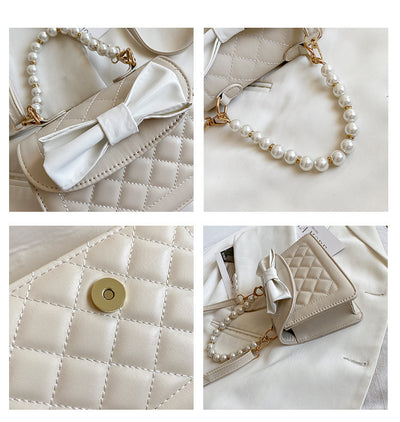 Bolso Mensajero Portátil con Moño y Perlas Lingge - Image 10