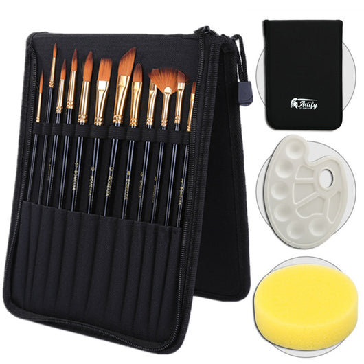 Bolsa Canvas Negra para Artista con Brochas, Raspador y Set de Pinceles - Image 10
