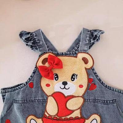 Pantalón Peto Denim con Osito Bordado para Niños - Image 3