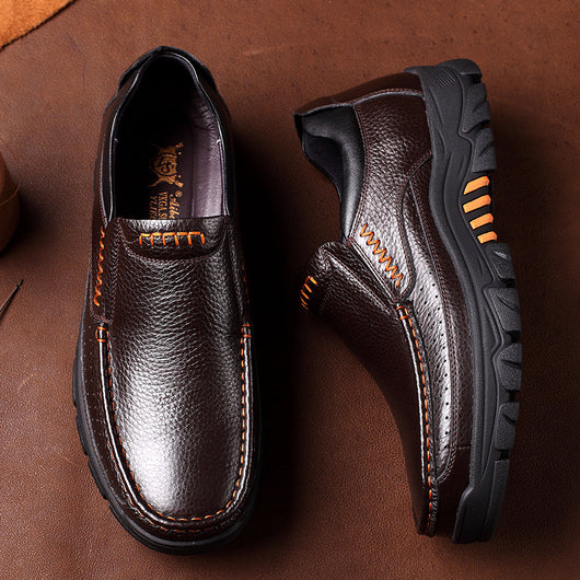 Zapatos Cómodos de Cuero con Suela Blanda para Adultos Mayores