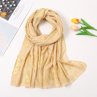 Pañuelo de Algodón Estampado Floral Vintage con Efecto Bronce - Image 12