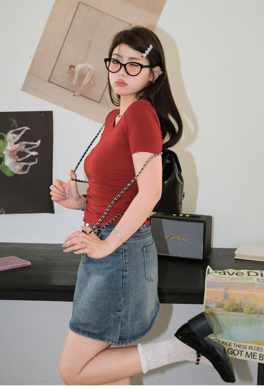 Blusa Plisada Talla Grande con Cintura Ajustable y Manga Corta - Image 18