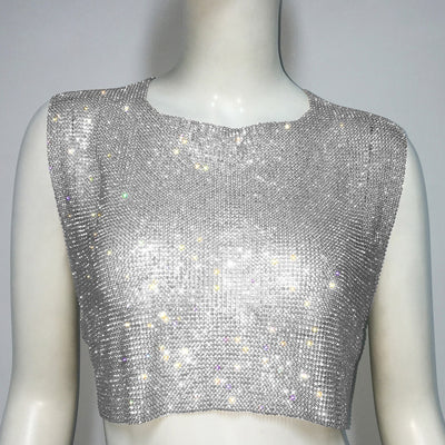 Blusa Elegante sin Mangas con Espalda Descubierta y Detalles de Cristal - Image 4