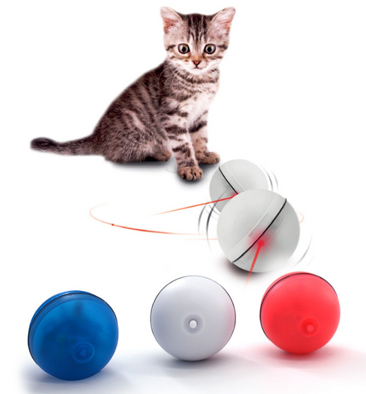 Pink pet electric toy LED rolling ball for cats, made of ABS plastic, with a black dividing line. - Image 15