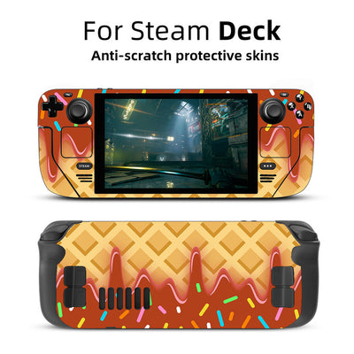 White marble pattern anti-scratch protective skin applied to the front and back of a Steam Deck gaming console. - Image 5