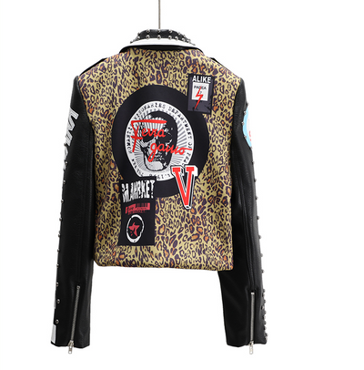 Chaqueta de Cuero Estampada Estilo Europeo y Americano para Mujer - Image 9