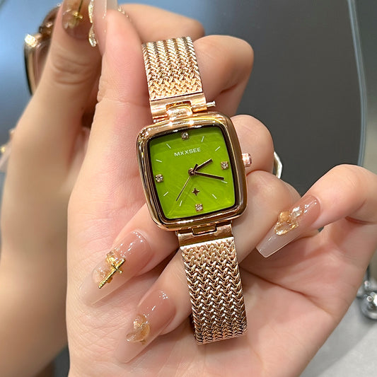 Reloj Cuadrado Retro Vintage para Mujer con Diseño Estrellado