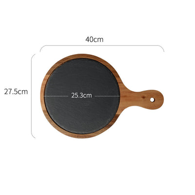 Plato de Madera para Pizza - Tabla Redonda de Madera Negra - Image 15