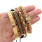 Pulsera de Acero Inoxidable con Perlas de Cobre y Diamantes - Set de 4 Piezas