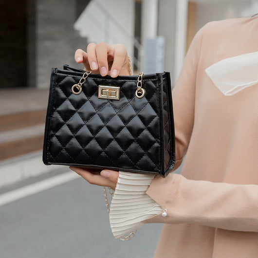 Bolso de Cadena Cuadrado Pequeño con Costura de Rombos para Mujer - Image 3