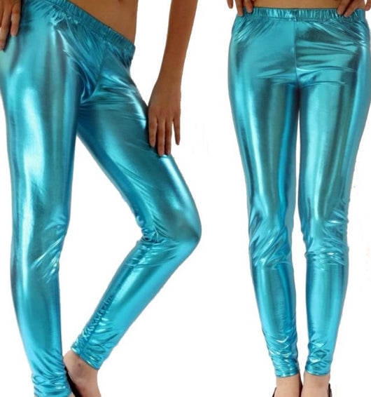 Leggins de Cuero Brillante con Textura Metálica - Estilo Punk Nightclub - Image 7