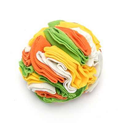 Pet sniffing pad in a ball shape, made of soft polar fleece in shades of pink, purple, and white, for dogs. - Image 7