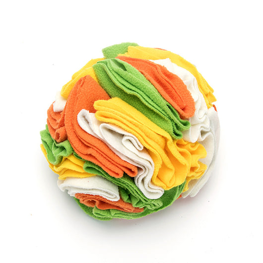 Pet sniffing pad in a ball shape, made of soft polar fleece in shades of pink, purple, and white, for dogs. - Image 7
