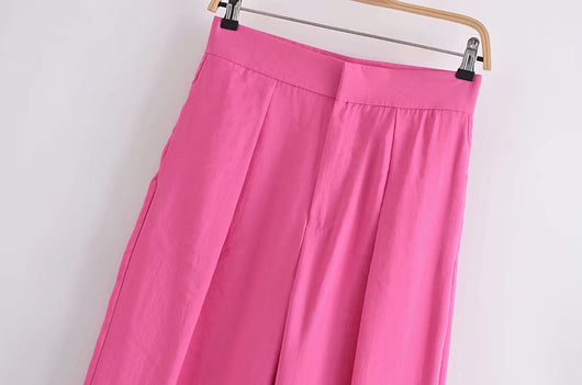 Pantalones Rectos Talle Alto de Color Liso - Cómodos y Versátiles - Image 10