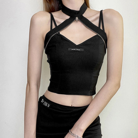 Blusa Elegante de Cuello Halter con Detalles Calados y Costuras Bicolor - Image 20