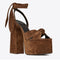 Sandalias Colorblock Talla Grande con Tacón Chunky y Moño Amor