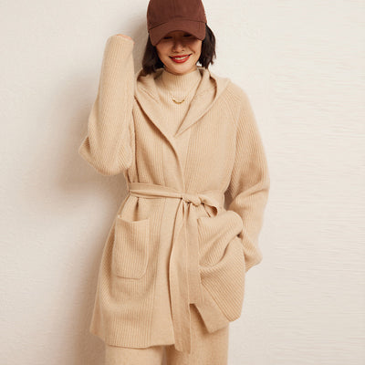 Cardigan Tejido Reversible Oversized con Capucha para Otoño e Invierno - Image 7