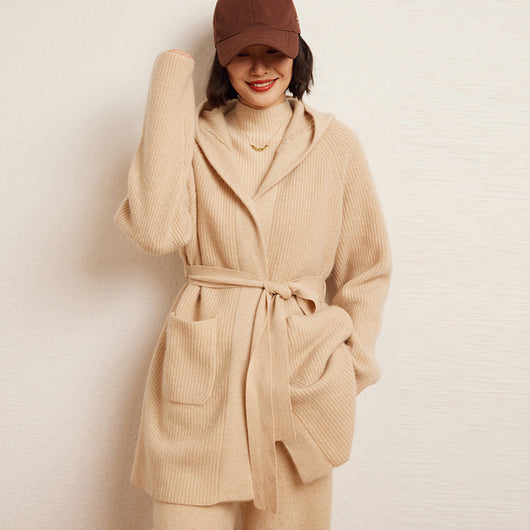 Cardigan Tejido Reversible Oversized con Capucha para Otoño e Invierno - Image 7