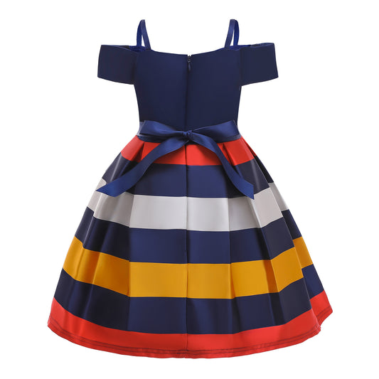 Vestido Infantil sin Tirantes a Rayas para Cumpleaños - Image 2