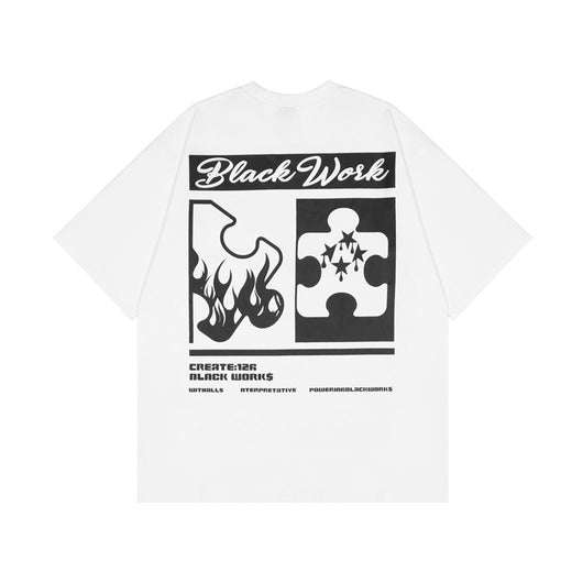 Camiseta Hip Hop Oversize con Estampado Jigsaw para Hombre - Image 9