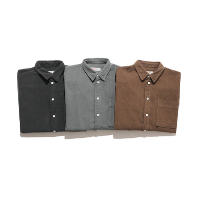 Camisa Suelta de Pana Lisa para Hombre - Estilo Casual Versátil - Image 2