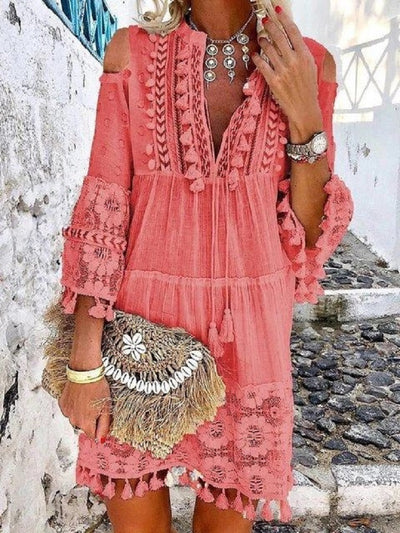 Blusa de Encaje Midi con Flecos Delicados - Image 3