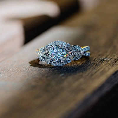 Anillo de Compromiso Diamante Hoja de Árbol Estilo Europeo Americano - Image 2