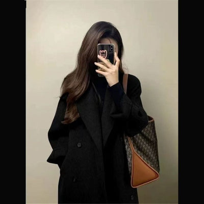Abrigo de Lana Engrosado Estilo Coreano Largo hasta la Rodilla para Mujer - Image 7