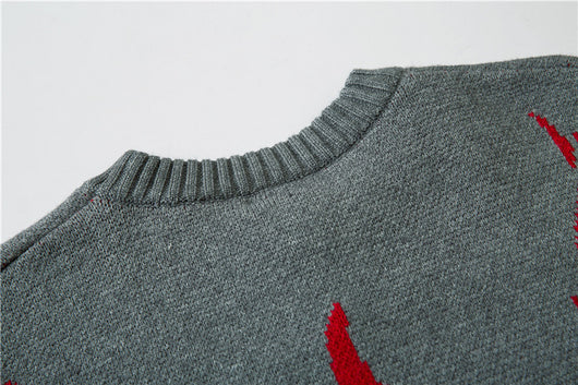 Suéter Suelto Hip Hop Street Flame con Jacquard - Image 11