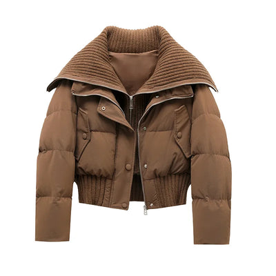 Abrigo de Algodón con Cuello Solapa Diseño Patchwork para Mujer - Image 4